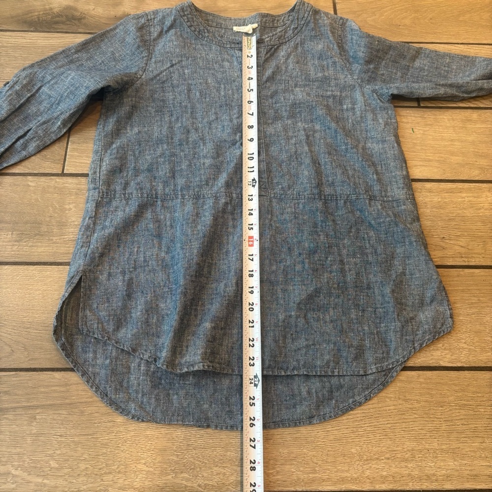 Eileen Fisher Hemp Organic Cotton Chambray Tunic Petite Small Sustainable Top - Picture 8 of 11